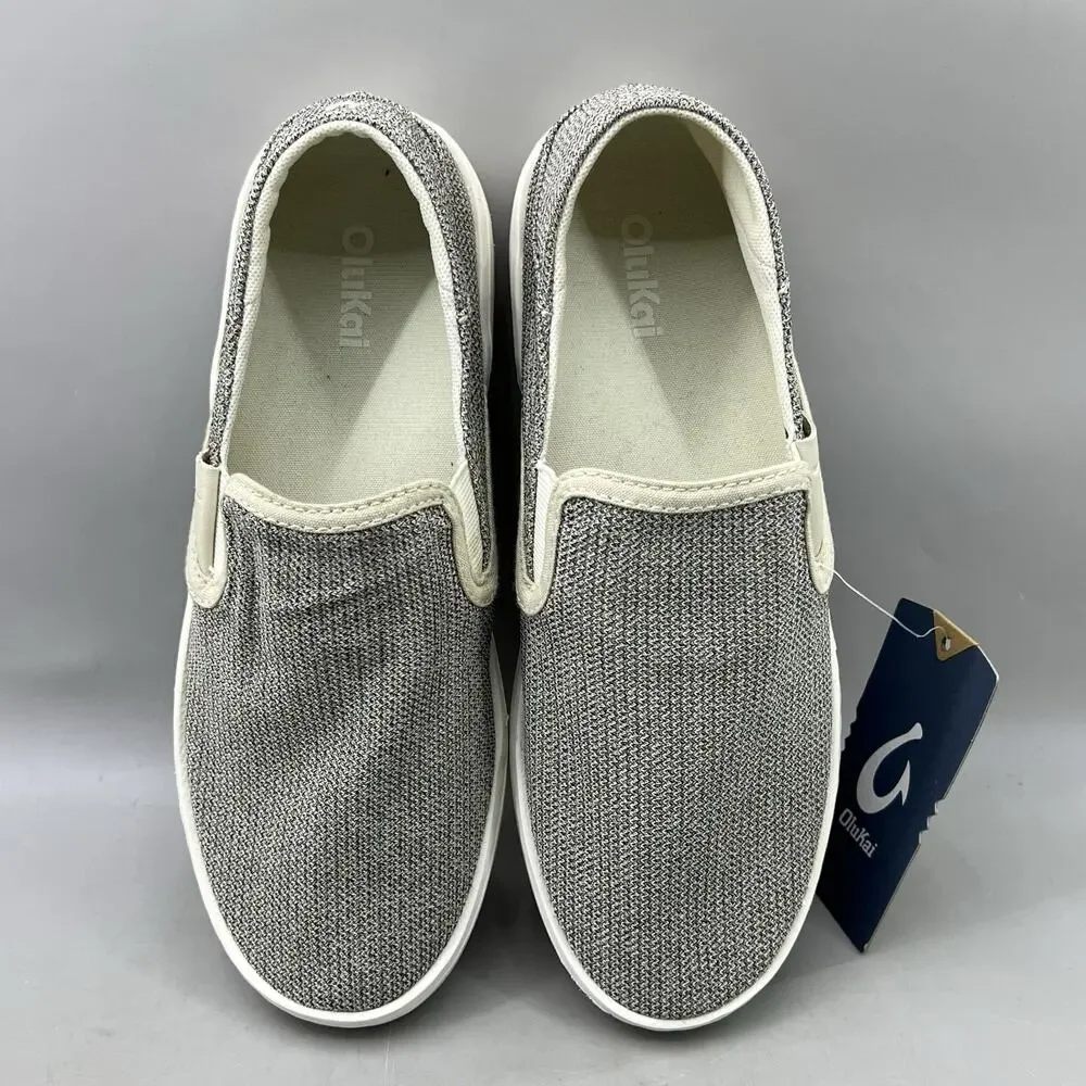 OluKai Pehuea Slip On Shoes Women Size 9 Brown Gray Woven Comfort Sneakers NEW